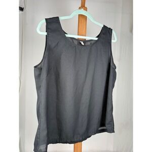 Black Sleeveless Scoop Neck Rayon Blouse Plus Size 16W Shell Lining Top‎